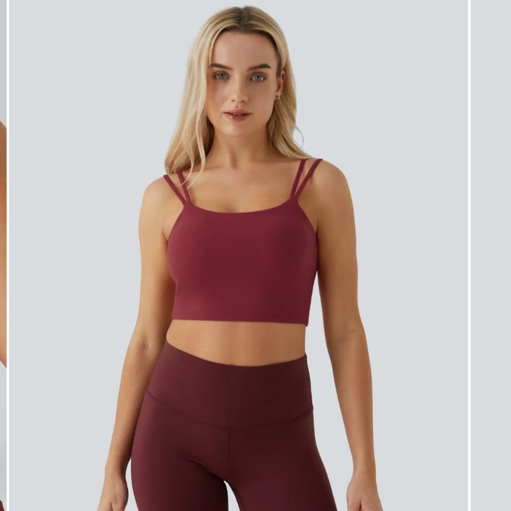 Double Straps Backless Twisted Cropped Yoga Tank Top halara
